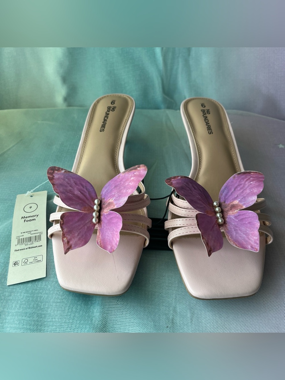 No Boundaries Womens Size 9 Heeled Sandle Memory Foam 2" Heel New With Tags DP